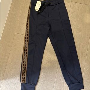 Fendi Dark Blue Joggers with Logo Detail